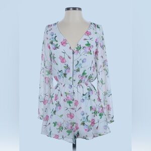 Express Outlet Romper Long Sleeve V-Neck Size Medium